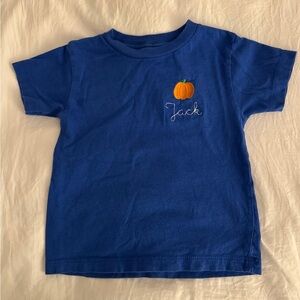 Blue Kids Shirt with Pumpkin Embroidery